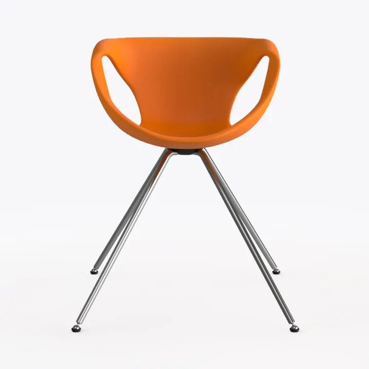 Modern Orange Plastic Metal Dining Chair 3D Model