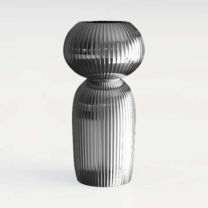 Minimalist Ribbed Glass Decorative Vase 3D Model
