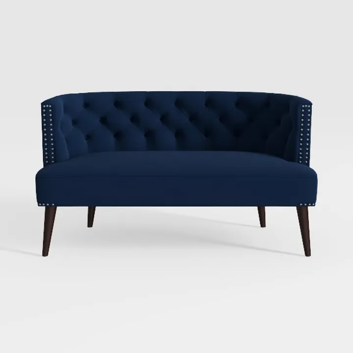 Velvet Chaise Lounge Button Tufted Nail Trim