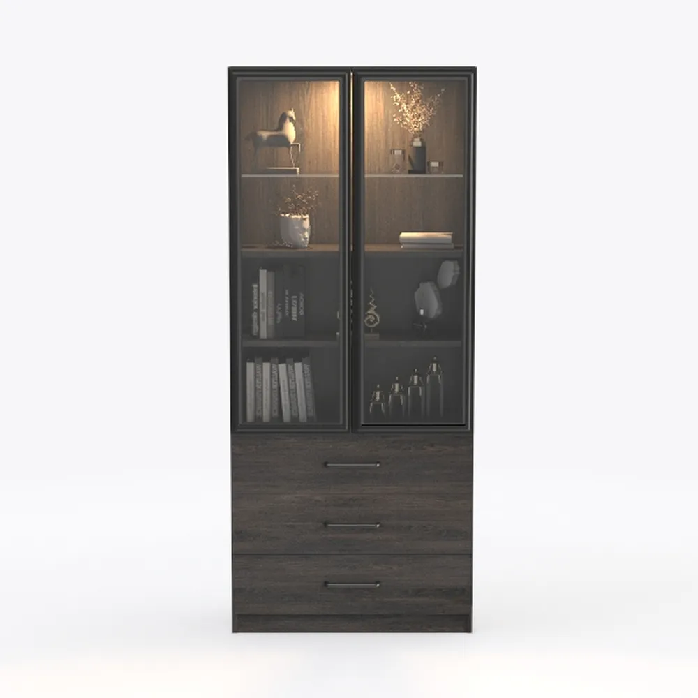 IRONCK Bookshelf and Bookcase with Doors, 5 Tier