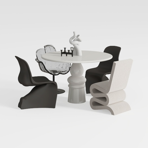 Bayton 5-Piece Clear Tempered Glass Top Brushed Ma