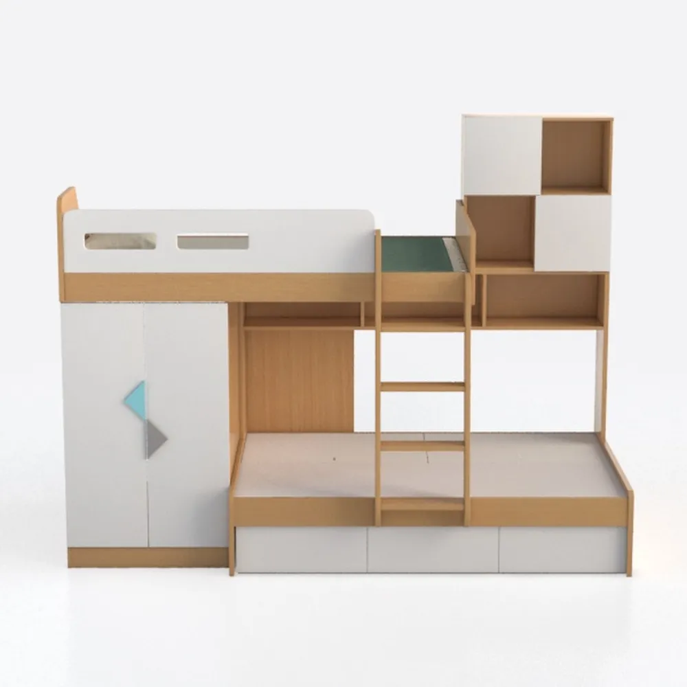 Benjara Wooden Twin Size Loft Bunk Bed with Workst