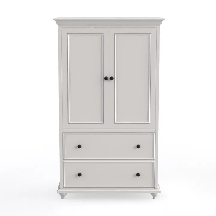 Minimalist White Solid Wood Wardrobe With Drawers 3D Model