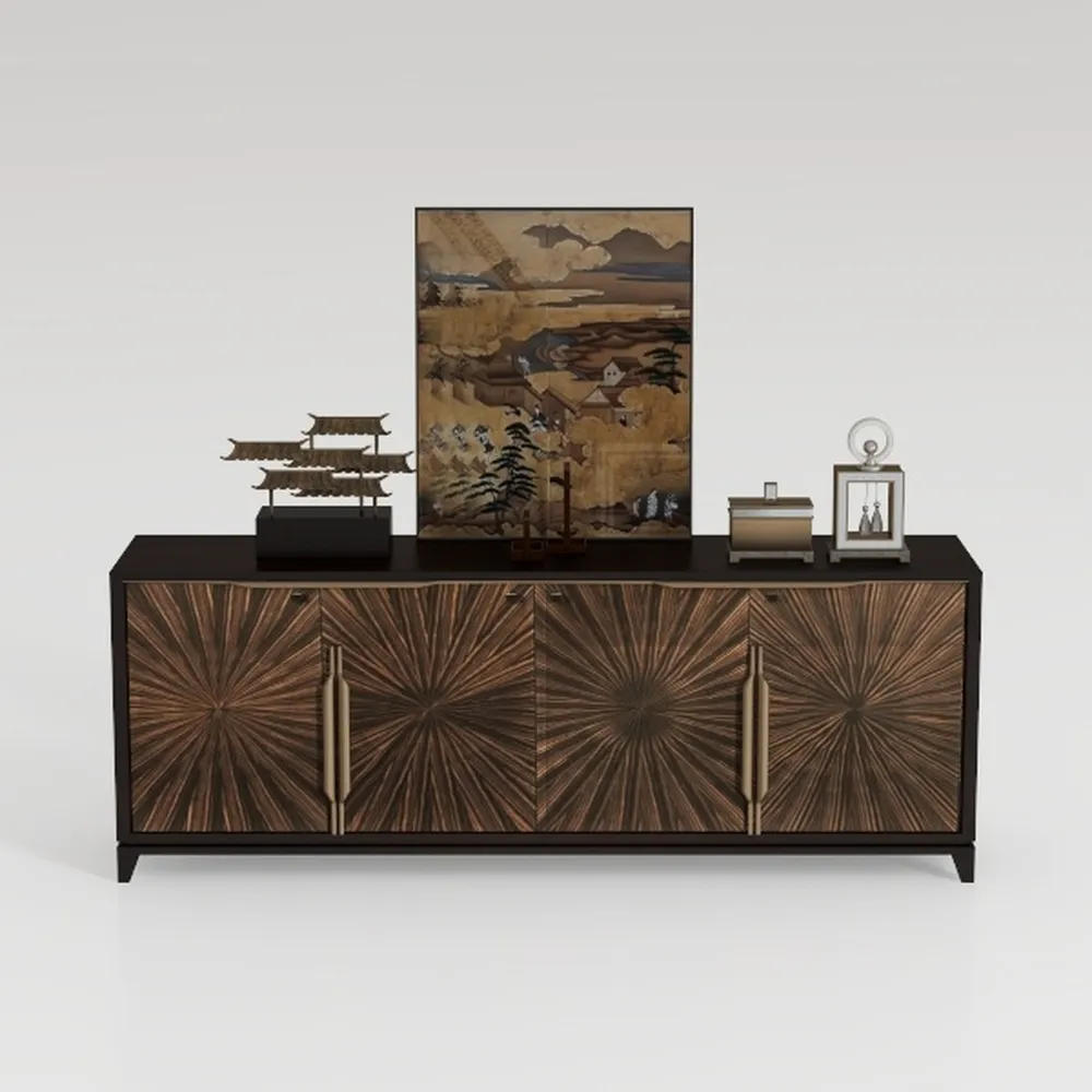 Accent Cabinet Farmhouse Style 4 Door Wooden