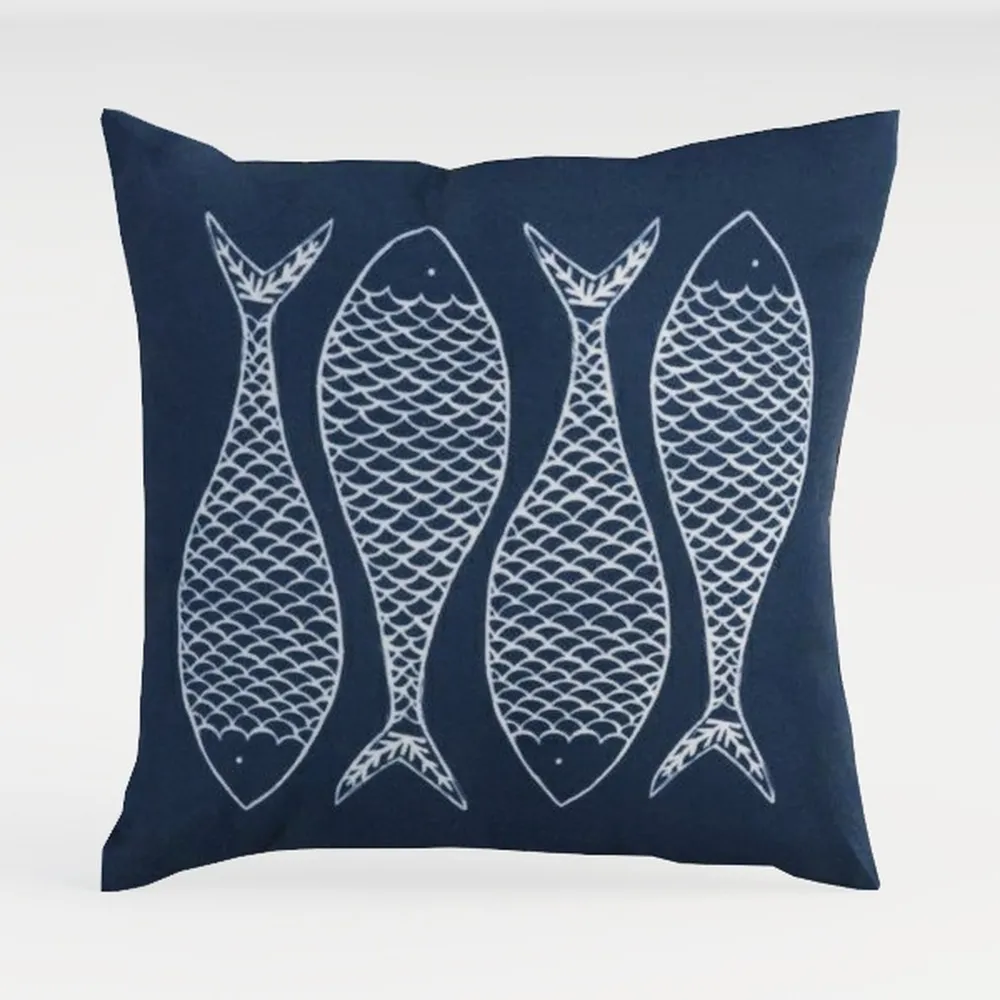 Boho Pillow Covers Black Beige Navy Blue Abstract 