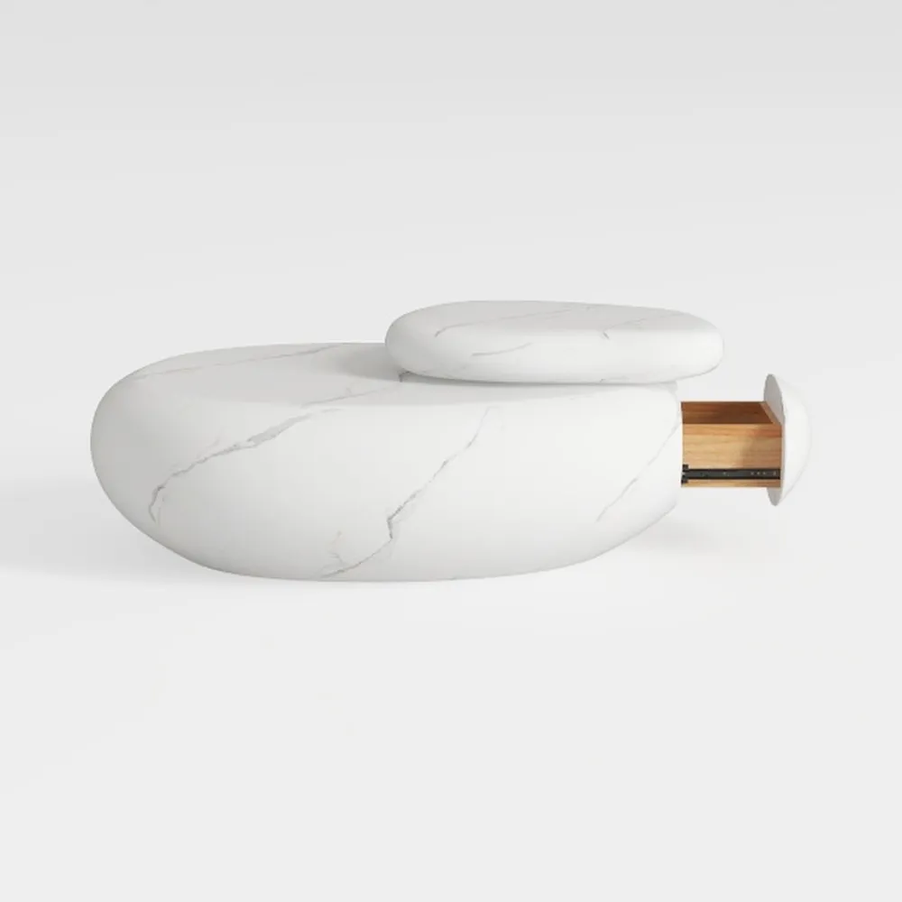 31.5" Drum Coffee Table Modern Round Coffee Table 