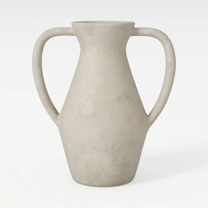 White Ceramic Vase with 2 Handles, Modern