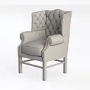 Minimalist Tufted Leather Wingback Armchair 3D Model Left 45 Degree View
