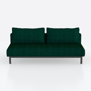 Modern Dark Green Fabric Metal Base Armless Sofa 3D Model