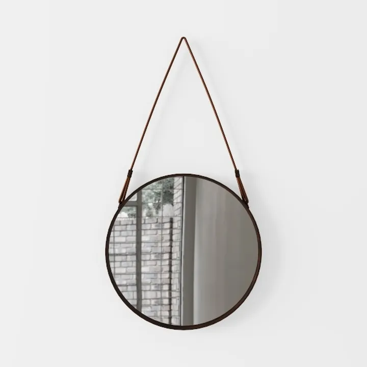 Bathroom mirror hanging wall dormitory round mirror no punch paste wall hanging bathroom comb makeup double-sided mirror 30*30cm
