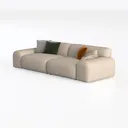 Minimalist Modern Fabric Oversized Sofa With Decorative Throw Pillows 3D Model Left 45 Degree View