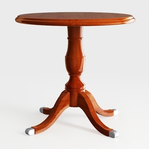 Traditional Solid Wood Round Side Table with Metal Foot Caps 3D Model