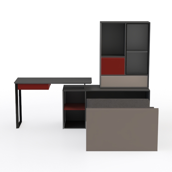 ProTuning Scrivania MICKE, 105x50 cm, antracite/rosso