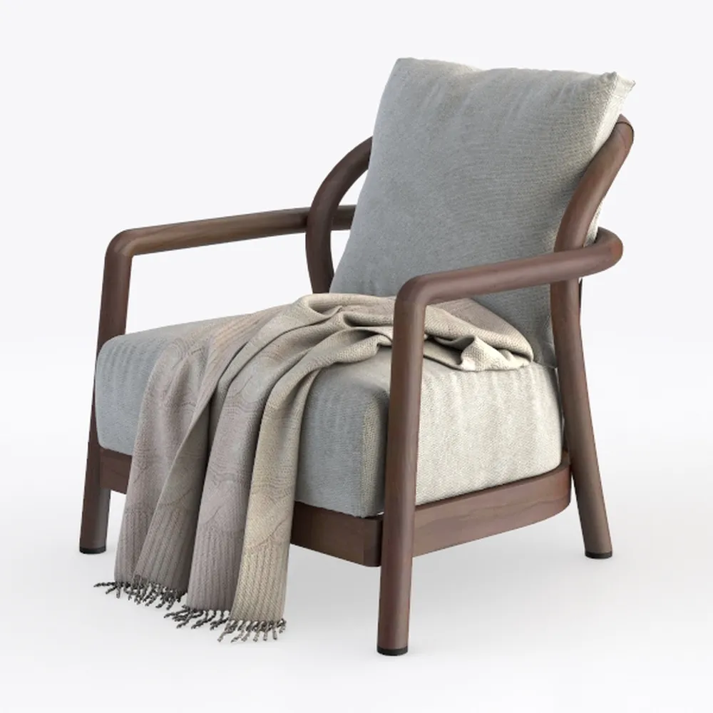 Clihome Mid-Century Modern Accent Chair with Wood