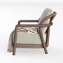 Clihome Mid-Century Modern Accent Chair with Wood  Left 45 Degree View