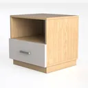 Minimalist Solid Wood White Drawer Nightstand 3D Model Left 45 Degree View