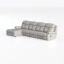Minimalist Light Gray Leather L Shape Sectional Sofa 3D Model Left 45 Degree View