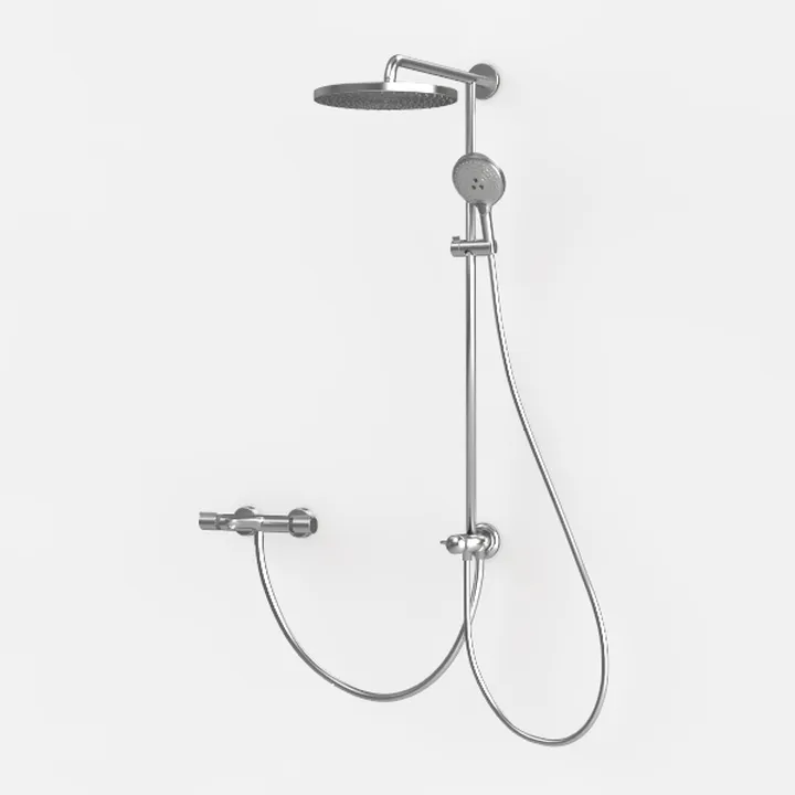 Polished Chrome Wall Mounted Rain Shower System 3D Model