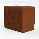 Minimalist Solid Wood Two Drawer Nightstand 3D Model Left 45 Degree View
