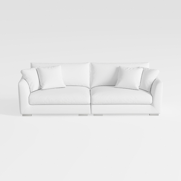 Sofa Couch, 66.5" White Modern Couch with Deep Sea