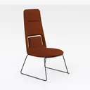 Modern Fabric Upholstered High Back Dining Chair 3D Model Right 45 Degree View