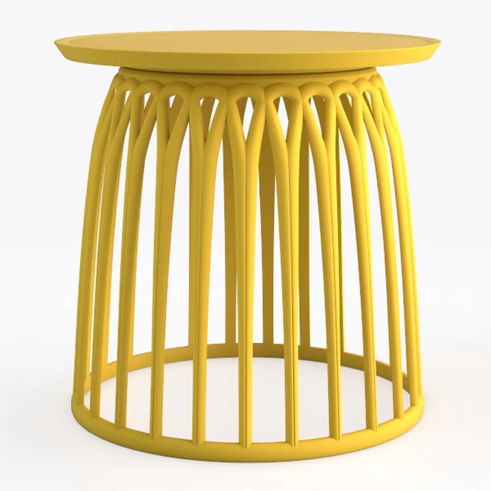 Round Side Table with Storage Shelf, Industrial