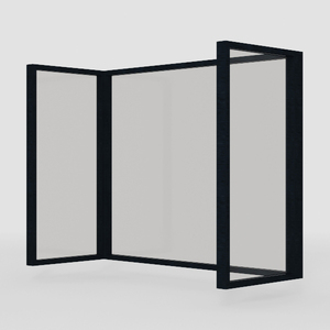 Minimalist Black Wood Glass Room Divider 3D Model