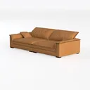 Modern Tan Leather Oversized 4 Seater Sofa 3D Model Left 45 Degree View