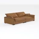 Modern Tan Leather Oversized 4 Seater Sofa 3D Model Right 45 Degree View