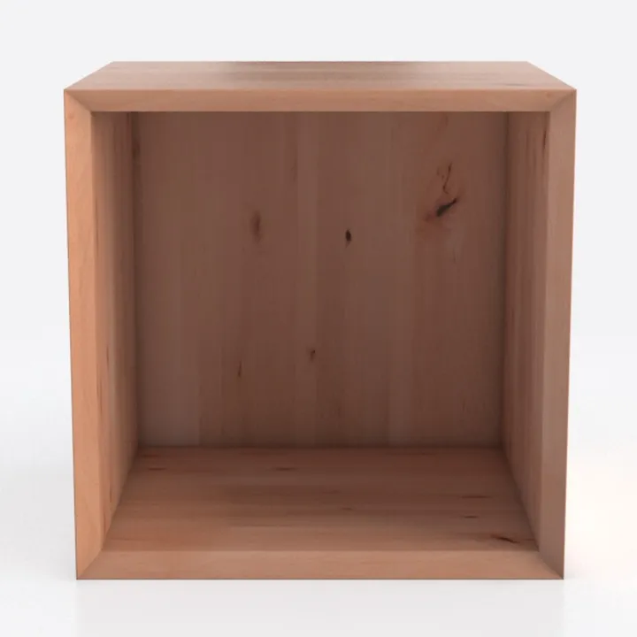 Minimalist Solid Wood Open Storage Cube 3D Model