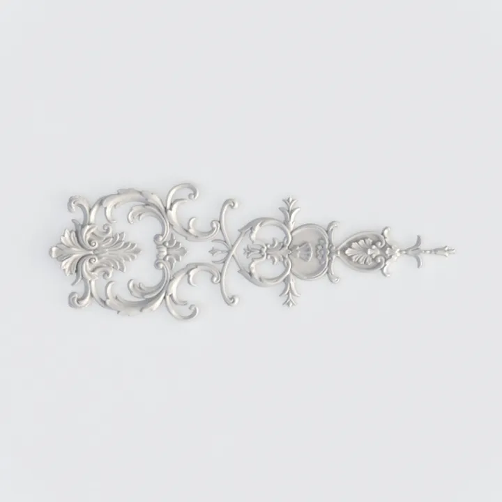 Baroque Style Carved Metal Ornamental Applique 3D Model