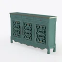 Accent Storage Cabinet with 3 Doors 3 Drawers Left 45 Degree View