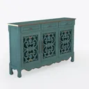 Accent Storage Cabinet with 3 Doors 3 Drawers Right 45 Degree View