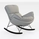 Minimalist White Fabric Upholstered Rocking Chair 3D Model Right 45 Degree View
