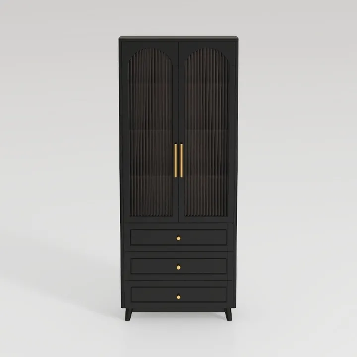 75" Kitchen Pantry Cabinet with 3 Drawers,Metal
