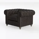 Vintage Tufted Leather Chesterfield Armchair 3D Model Left 45 Degree View