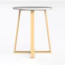 Minimalist Solid Wood Round Side Table 3D Model Left 45 Degree View