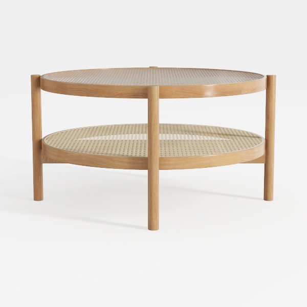 LEEMTORIG Round Coffee Table with Storage Shelf