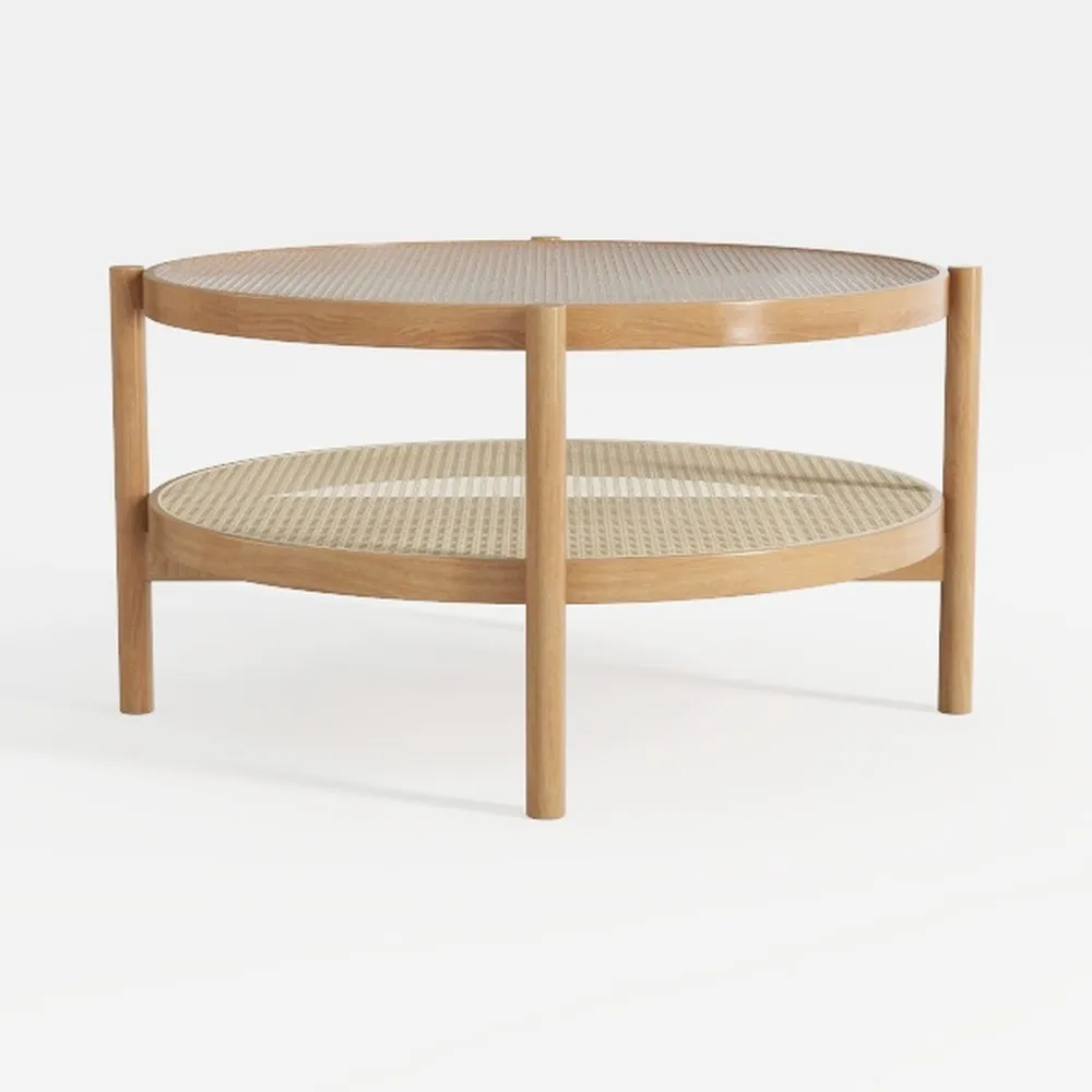 LEEMTORIG Round Coffee Table with Storage Shelf