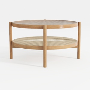 LEEMTORIG Round Coffee Table with Storage Shelf