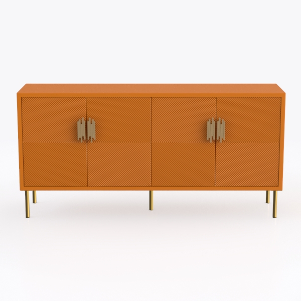 Orange Metal Storage Cabinet With 2 Doors - (31.5H