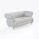 White Leather Tufted Chesterfield Loveseat Sofa 3D Model Right 45 Degree View