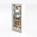Minimalist White Solid Wood Bookshelf Storage 3D Model Left 45 Degree View