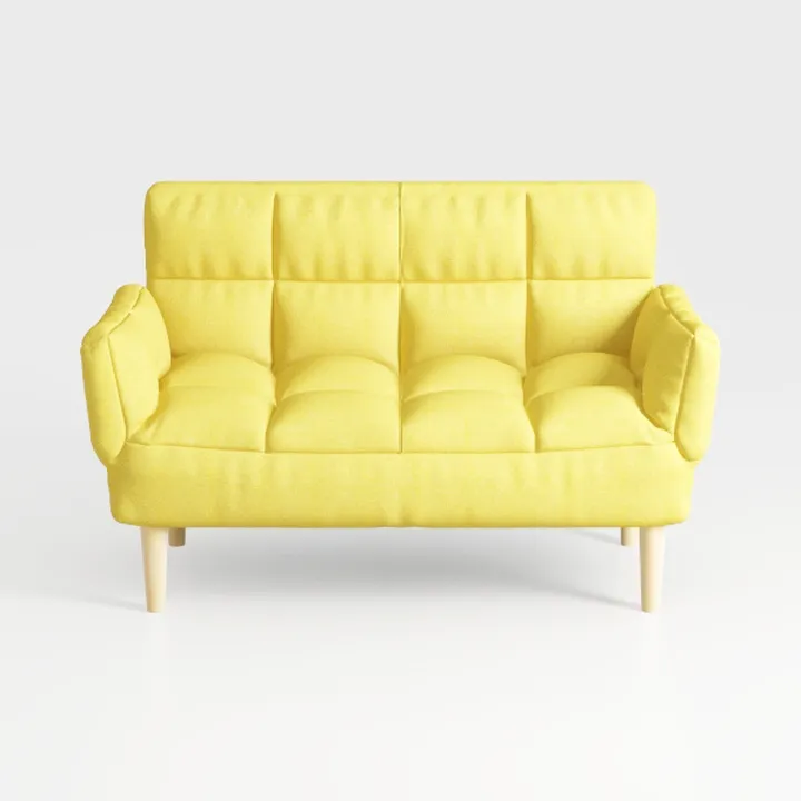 Modern Yellow Fabric Tufted Loveseat Sofa 3D Model