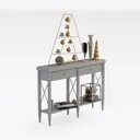 Minimalist White Solid Wood Console Table with Holiday Decor 3D Model Right 45 Degree View