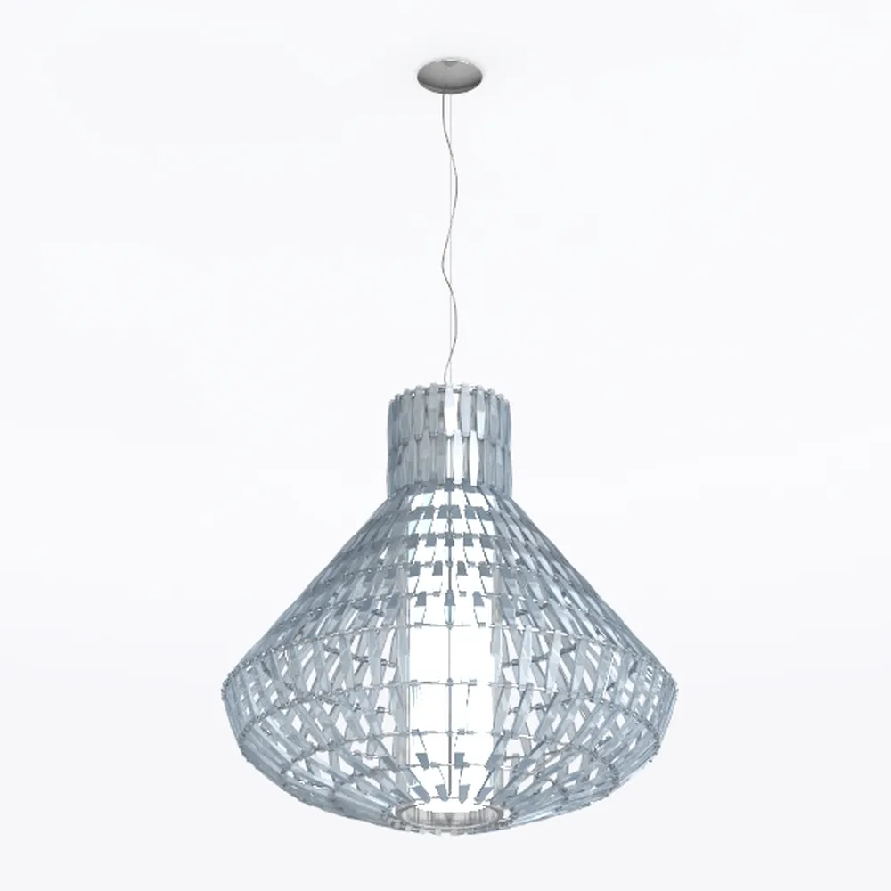 3-Light Rattan Pendant Light 15" Hand-Woven Blue