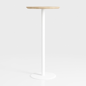 Minimalist Oak Top White Metal Tall Side Table 3D Model
