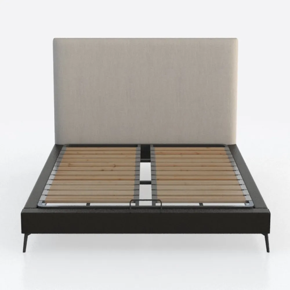 Rafiel Modern Bed Frame &ndash; Soft Beige Fabric