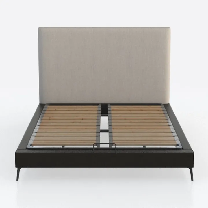 Rafiel Modern Bed Frame &ndash; Soft Beige Fabric
