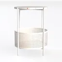 Modern White Metal Cane Round Side Table with Terrazzo Top 3D Model Left 45 Degree View